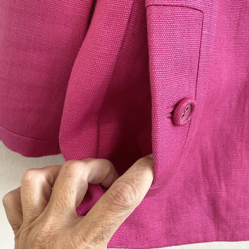 Talbots -Sz 2 Hot Pink Fab Jackie Linen 2 Button Swing Jacket Blazer Linen Coat - Picture 12 of 12